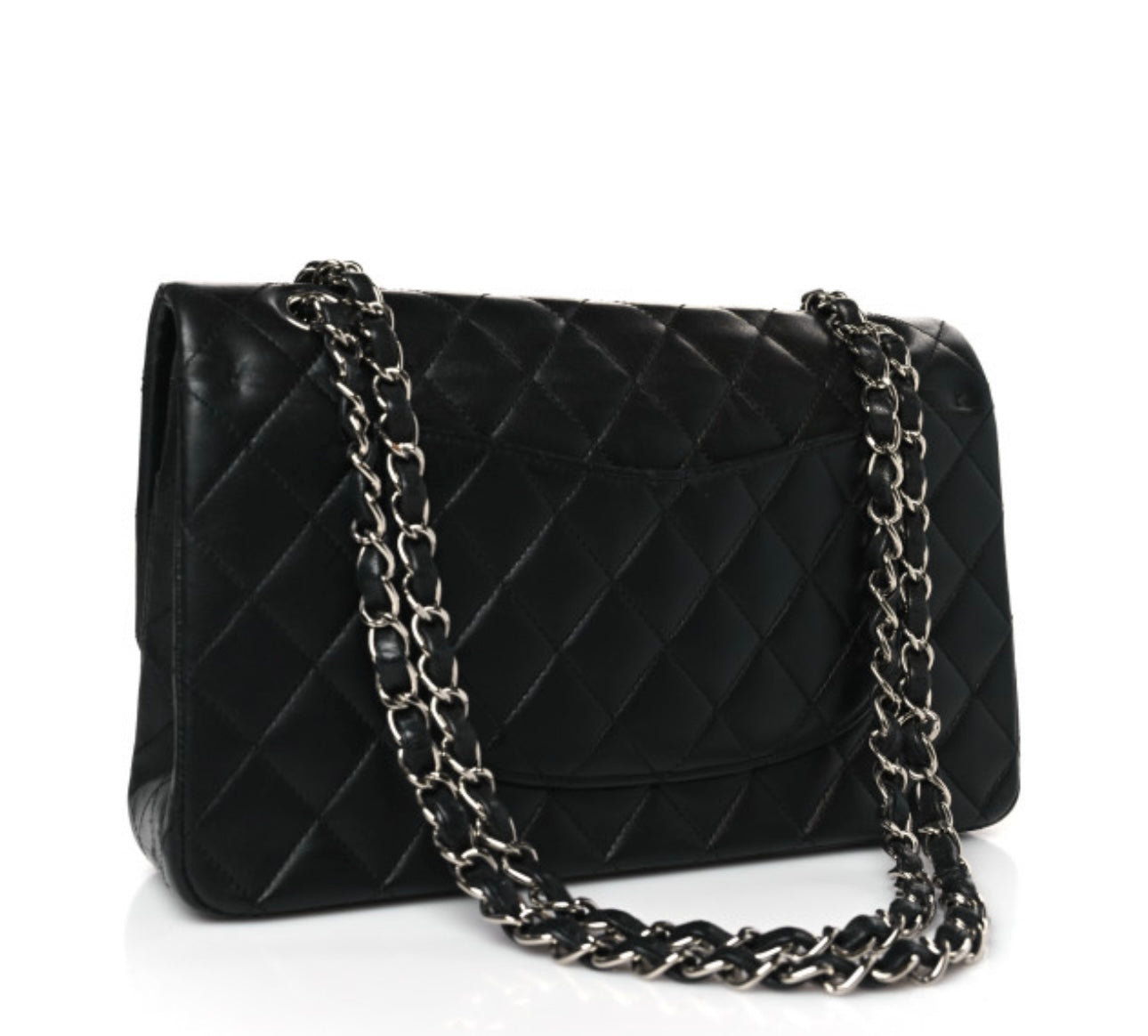 Lambskin Quilted Medium Double Flap Black