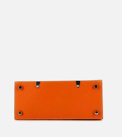 Orange Structured Saigon Top Handle Bag Coated Canvas with Leather